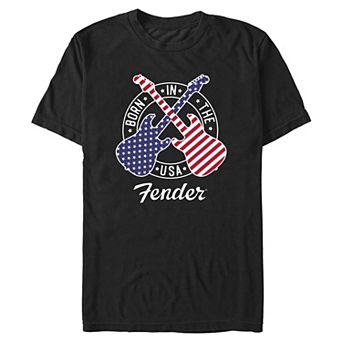 Men's Fender Born In The USA American Flag Filled Guitars Graphic Tee