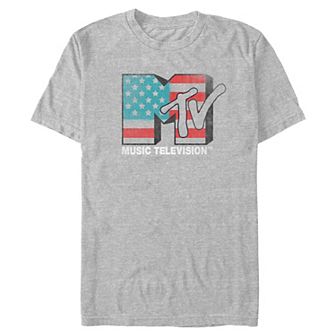 Men's MTV American Flag Print Logo Graphic Tee