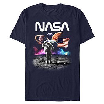 Men's NASA Astronaut On The Moon Space Scene Graphic Tee