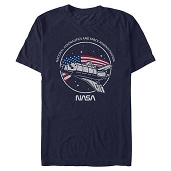 Men's NASA Space Shuttle American Flag Backdrop Graphic Tee