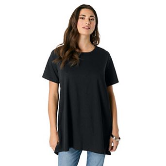 Roaman's Women's Plus Size Lace Back Swing Ultimate Tee