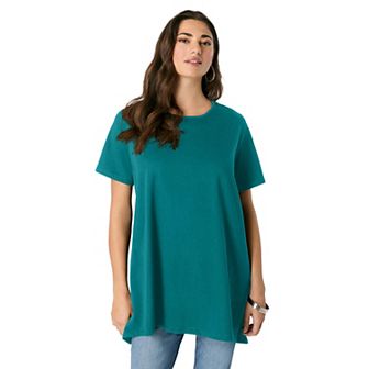 Roaman's Women's Plus Size Lace Back Swing Ultimate Tee