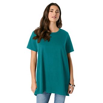Roaman's Women's Plus Size Lace Back Swing Ultimate Tee