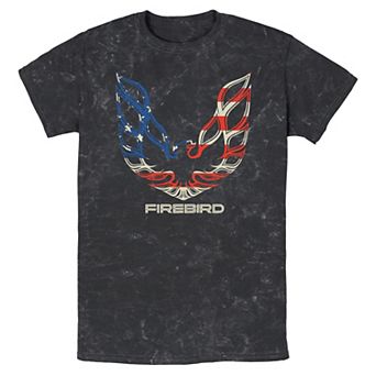 Men's Firebird USA Flag Logo Mineral Wash Graphic Tee