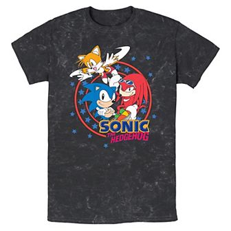 Men's Sonic the Hedgehog And Friends Americana Stamp Mineral Wash Graphic Tee