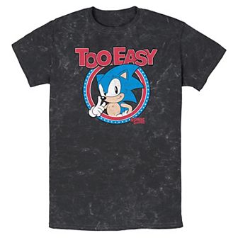 Men's Sonic the Hedgehog Too Easy Americana Mineral Wash Graphic Tee