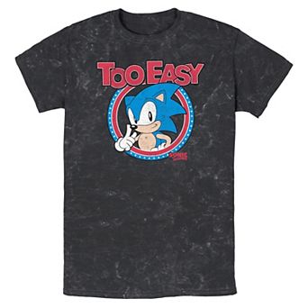 Men's Sonic the Hedgehog Too Easy Americana Mineral Wash Graphic Tee
