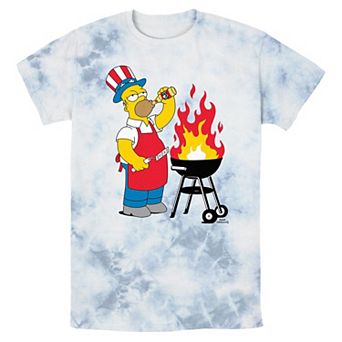 Men's The Simpsons Homer Grilling Americana Bombard Wash Graphic Tee