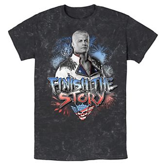 Men's WWE Cody Rhodes Finish The Story Americana Mineral Wash Graphic Tee