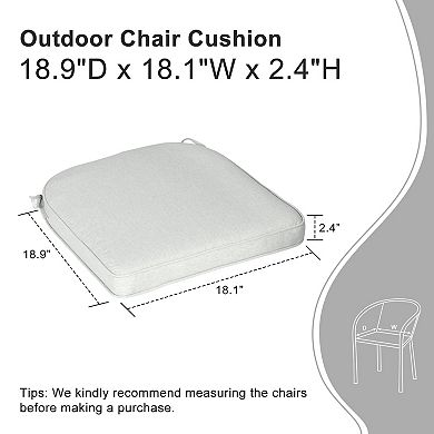 Aoodor 2-Pack Solid Waterproof Outdoor Patio Seat Cushion, Dining Chair Cushions with Ties-18 x 19in