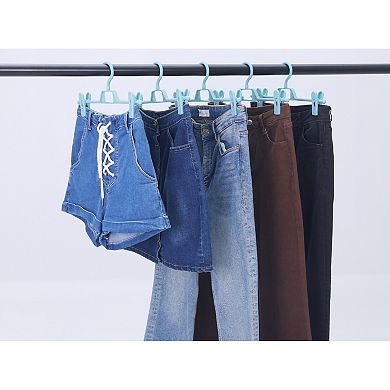 10 Pack Plastic Non-Slip Hangers with Pinch Clips, Durable 360-degree Space Saving Clothes Hangers