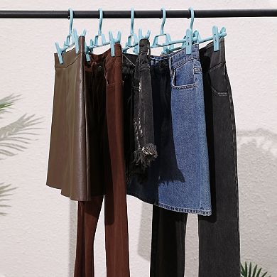 10 Pack Plastic Non-Slip Hangers with Pinch Clips, Durable 360-degree Space Saving Clothes Hangers