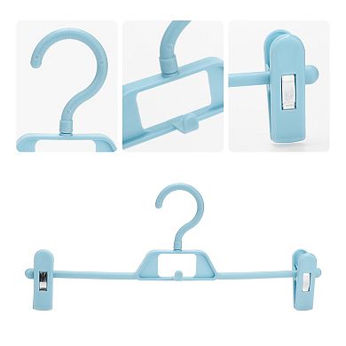 10 Pack Plastic Non-Slip Hangers with Pinch Clips, Durable 360-degree Space Saving Clothes Hangers