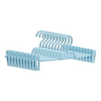 10 Pack Plastic Non-Slip Hangers with Pinch Clips, Durable 360-degree Space Saving Clothes Hangers