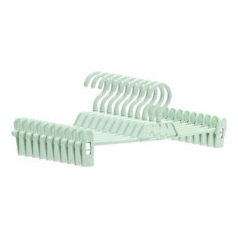 10 Pack Plastic Non-Slip Hangers with Pinch Clips, Durable 360-degree Space Saving Clothes Hangers