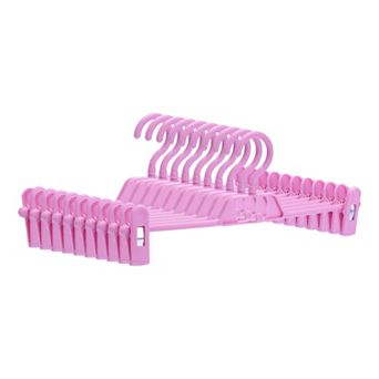 10 Pack Plastic Non-Slip Hangers with Pinch Clips, Durable 360-degree Space Saving Clothes Hangers