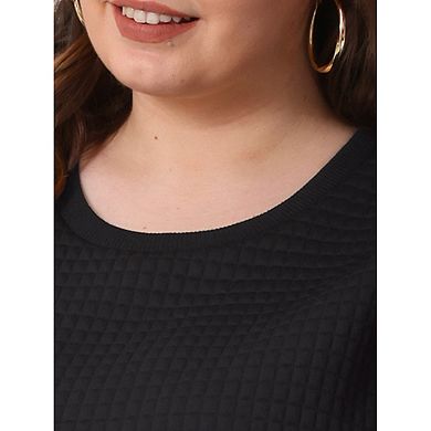 Plus Size Tops for Women Round Neck Long Sleeve Casual Pullover Blouses Waffle Tops Fall Shirts