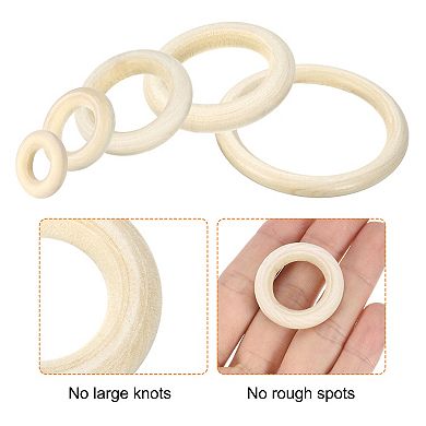 100 PCS 30mm /1.2in Natural Wood Craft Ring, Unfinished Solid Small Wooden Rings Circle