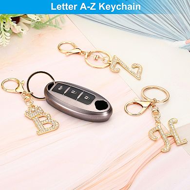 Initial Letter Keychain, Letter Charm with Crystal Diamonds Decorative Alphabet Pendants for DIY