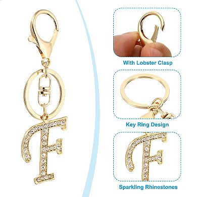 Initial Letter Keychain, Letter Charm with Crystal Diamonds Decorative Alphabet Pendants for DIY