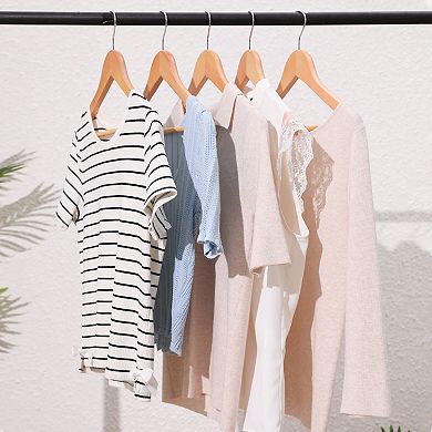 10 Pack Wood Non-Slip Hangers, Durable 360-degree Space Saving Clothes Hangers for Clothing, Closet