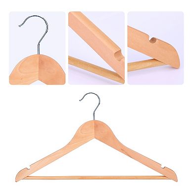 10 Pack Wood Non-Slip Hangers, Durable 360-degree Space Saving Clothes Hangers for Clothing, Closet