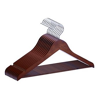 10 Pack Wood Non-Slip Hangers, Durable 360-degree Space Saving Clothes Hangers for Clothing, Closet