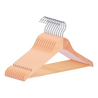 10 Pack Wood Non-Slip Hangers, Durable 360-degree Space Saving Clothes Hangers for Clothing, Closet