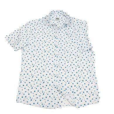 Wear Sierra Cotton Button Down Short Sleeve Shirt, Unique Flower Pattern Shirt