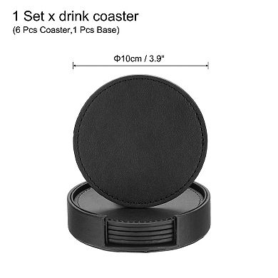 1 Set Leather Coasters for Drinks, Drink Coasters with Holder for Tabletop Protection, Home Decor