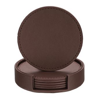 1 Set Leather Coasters for Drinks, Drink Coasters with Holder for Tabletop Protection, Home Decor