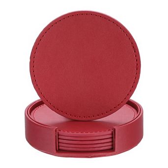 1 Set Leather Coasters for Drinks, Drink Coasters with Holder for Tabletop Protection, Home Decor