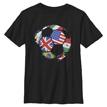 Boys 8-20 World Flags Print Soccer Ball Graphic Tee
