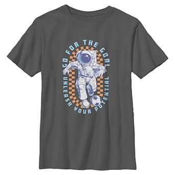 Boys 8-20 Astronaut Playing Soccer Graphic Tee