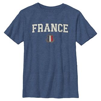 Boys 8-20 France Flag Crest Graphic Tee