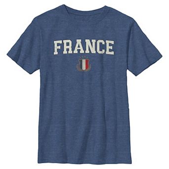 Boys 8-20 France Flag Crest Graphic Tee