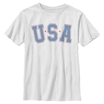Boys 8-20 USA Varsity Text Filled Stars Americana Graphic Tee