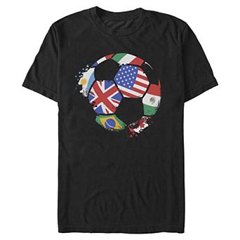Men's World Flags Print Soccer Ball Graphic Tee