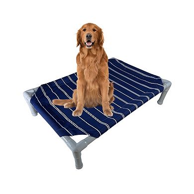Truman + Teddy (Pinstripe) Easy-to-clean Handcrafted Elevated, Cot-Style Dog Bed 