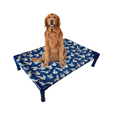 Truman + Teddy (Cranes) Easy-to-clean Handcrafted Elevated, Cot-Style Dog Bed 