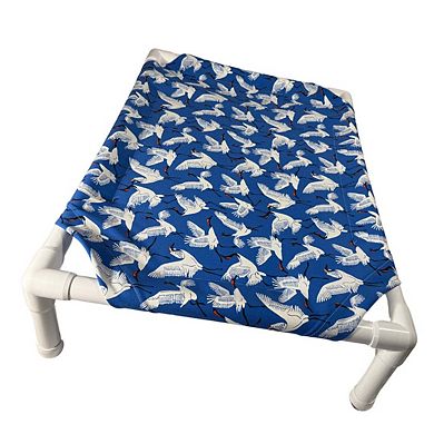 Truman + Teddy (Cranes) Easy-to-clean Handcrafted Elevated, Cot-Style Dog Bed 