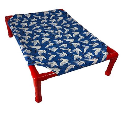 Truman + Teddy (Cranes) Easy-to-clean Handcrafted Elevated, Cot-Style Dog Bed 