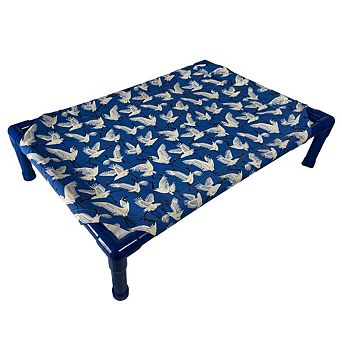 Truman + Teddy (Cranes) Easy-to-clean Handcrafted Elevated, Cot-Style Dog Bed