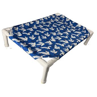 Truman + Teddy (Cranes) Easy-to-clean Handcrafted Elevated, Cot-Style Dog Bed