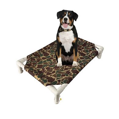 Truman + Teddy (Dreaming of Ducks) Easy-to-clean Handcrafted Elevated, Cot-Style Dog Bed 