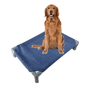 Truman + Teddy (Denim Days) Easy-to-clean Handcrafted Elevated, Cot-Style Dog Bed 