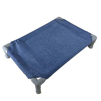Truman + Teddy (Denim Days) Easy-to-clean Handcrafted Elevated, Cot-Style Dog Bed