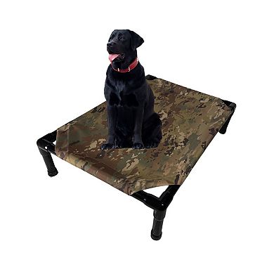 Truman + Teddy (GI Camo) Easy-to-clean Handcrafted Elevated, Cot-Style Dog Bed 