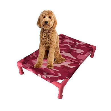 Truman + Teddy (Pink Camo) Easy-to-clean Handcrafted Elevated, Cot-Style Dog Bed 