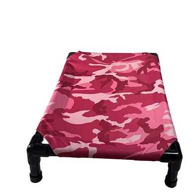 Truman + Teddy (Pink Camo) Easy-to-clean Handcrafted Elevated, Cot-Style Dog Bed 